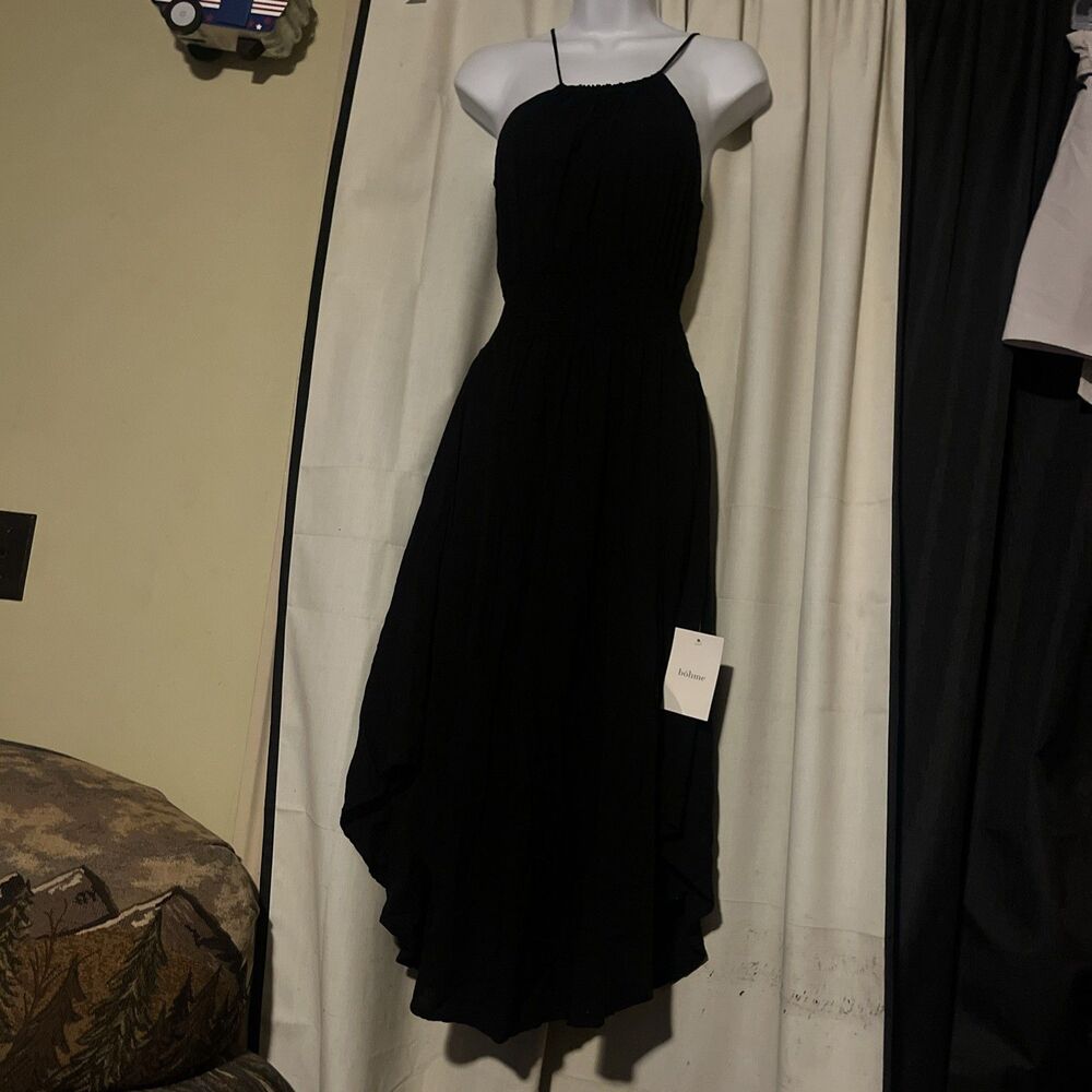 Bohme Final Touch Dress Womens Size Small Black Strappy Sleeveless